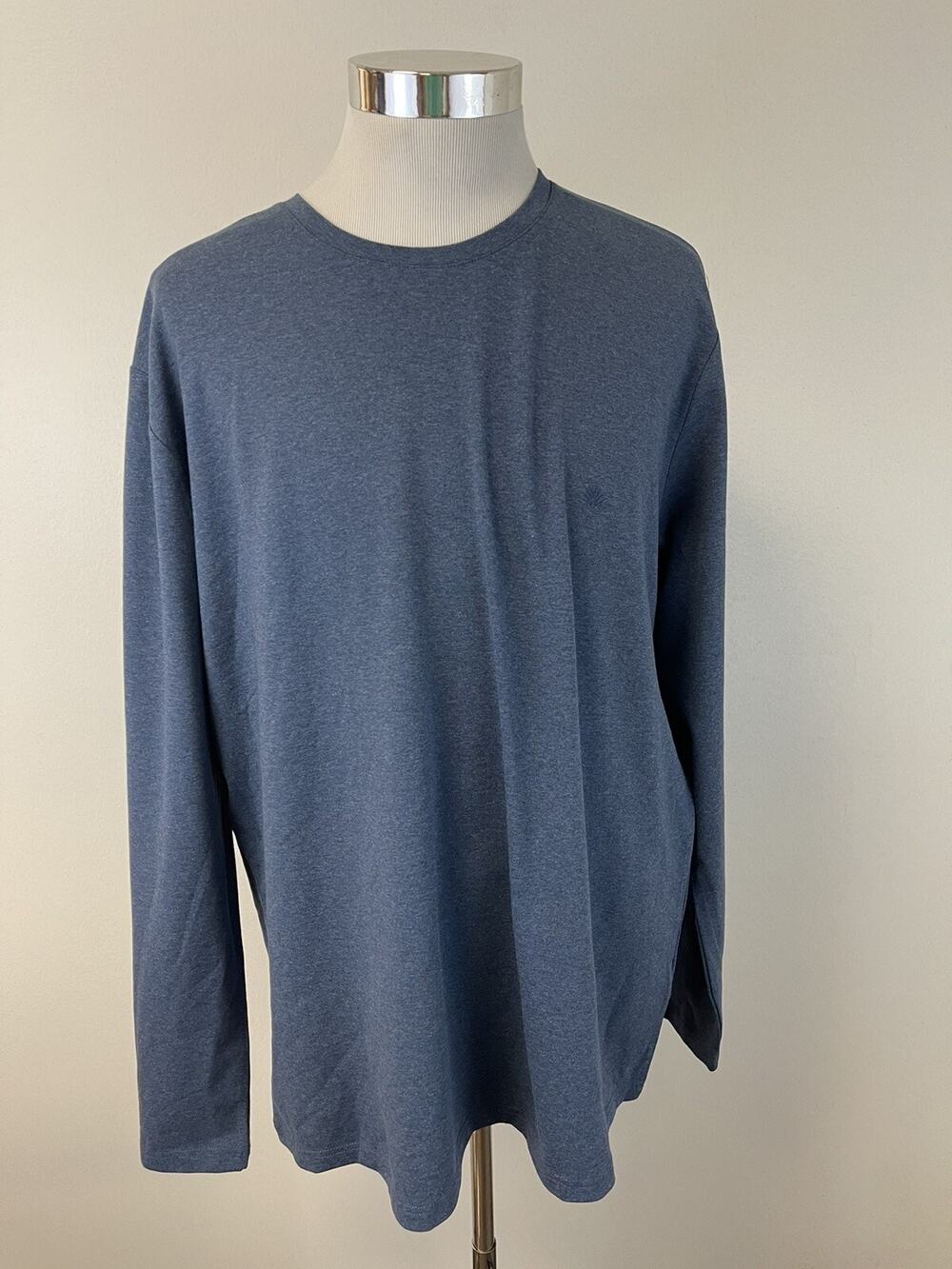 Luxor Shirt Mens 2XL Tee Blue Solid Long Sleeve Stretch Crew Neck N48
